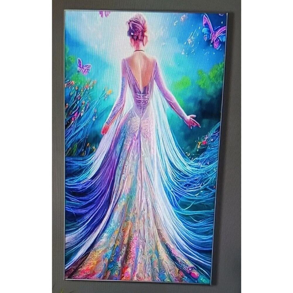 Beautiful Woman in Flowered Gown 5D Diamond Painting Kit Round Drill 30x40cm NEW